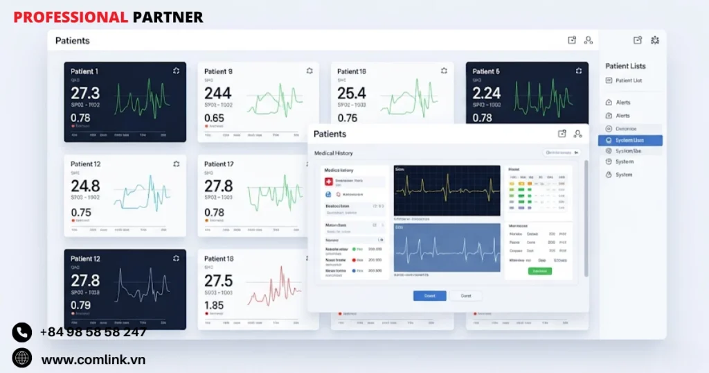 Phần mềm của trung tâm giám sát bệnh nhân