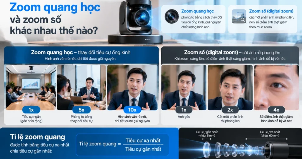 Zoom quang học và zoom số khác nhau thế nào